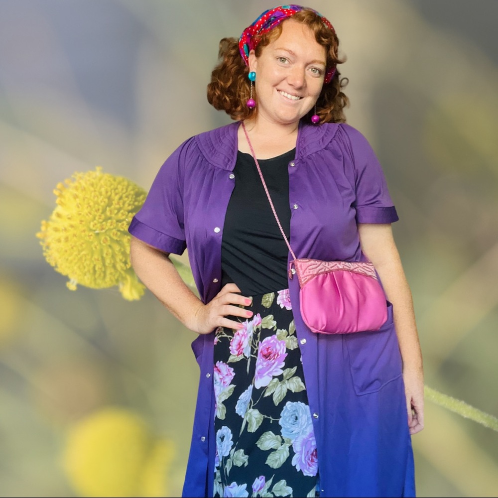 SOLD True Vintage Anthony Richards Purple House dress Coat dress Medium/Large